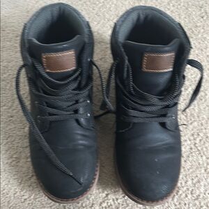 Kids Black Leather Boots